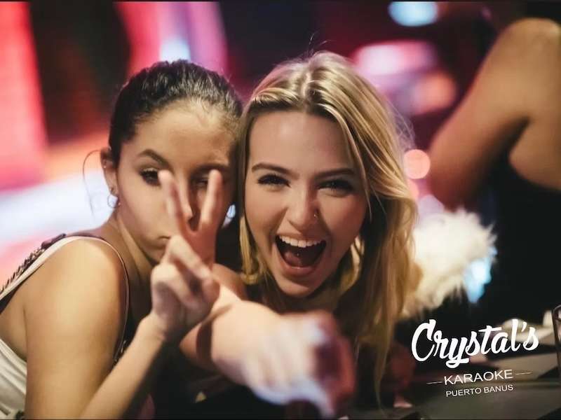 Crystal's Karaoke Marbella Puerto Banus | pretty girls singing and dancing to the music