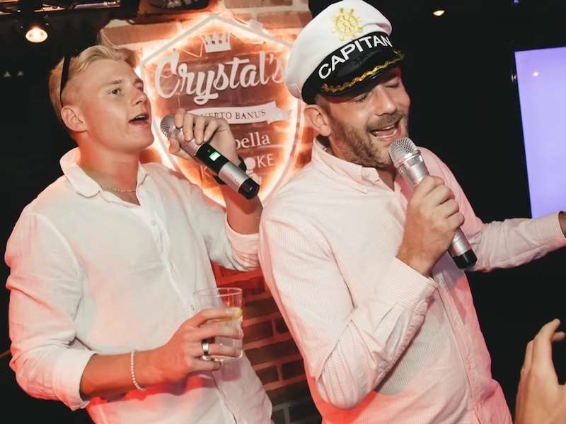 Crystal's Karaoke Marbella Puerto Banus | Stag party sining to the music